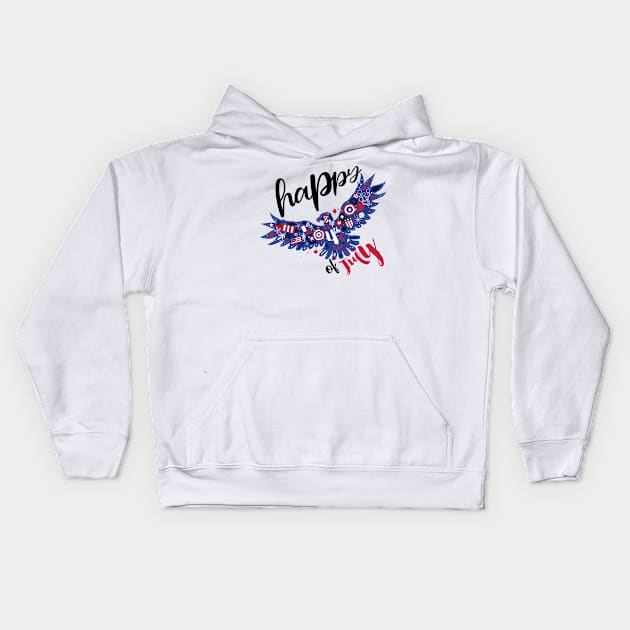 Happy 4th of July Eagle USA Freedom Intensifies Kids Hoodie by Happiness Shop